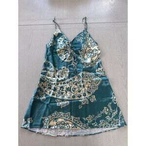 Zara Silky Blue Paisley Western Mini Dress Coastal Cowgirl Girly Baddie ()